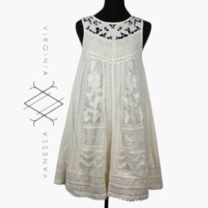 Anthropologie Vanessa Virginia Ivory Lace Sleeveless Dress Size 0